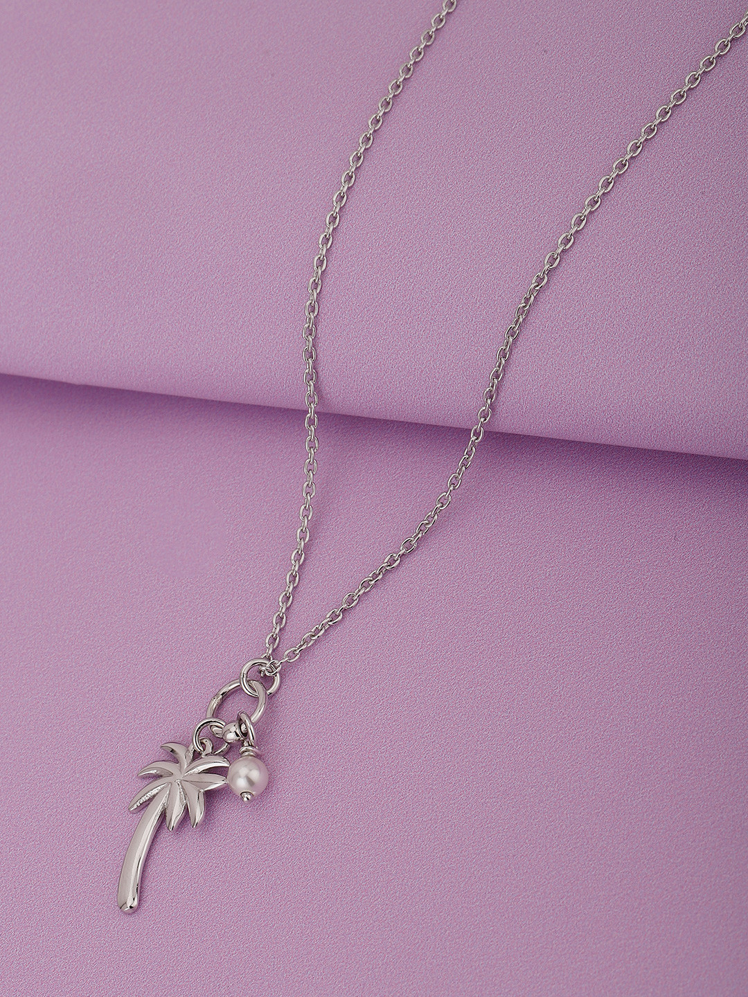 Carlton London 925 Sterling Silver Rhodium Plated Tree Pendant with Chain