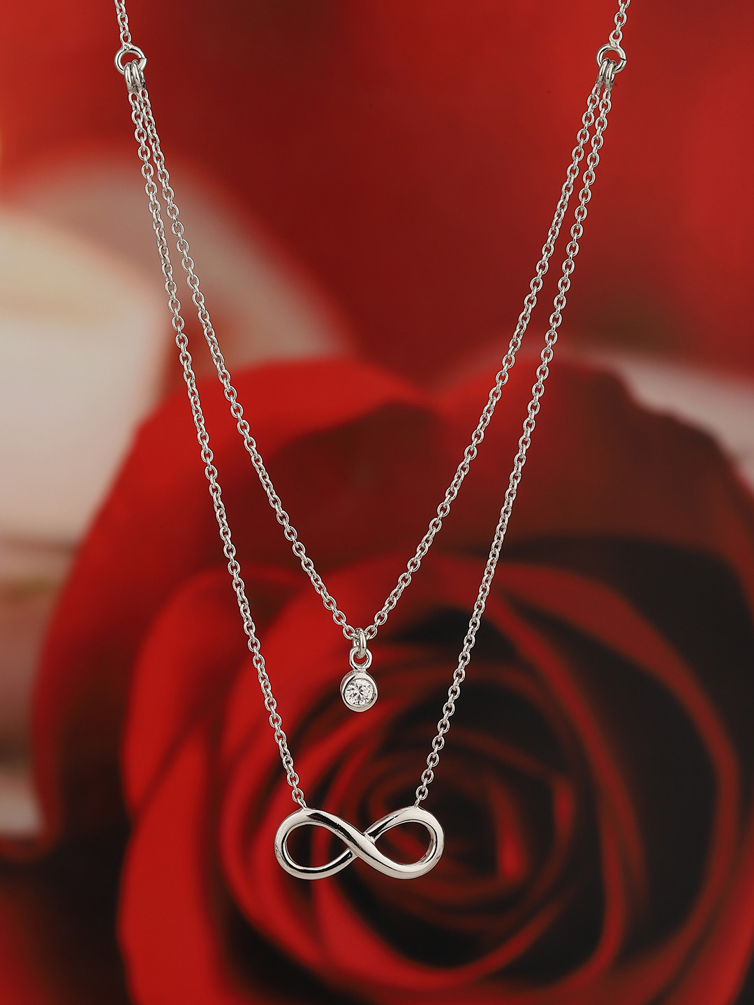 Carlton London 925 Sterling Silver with Rhodium Plated Double Chain Necklace