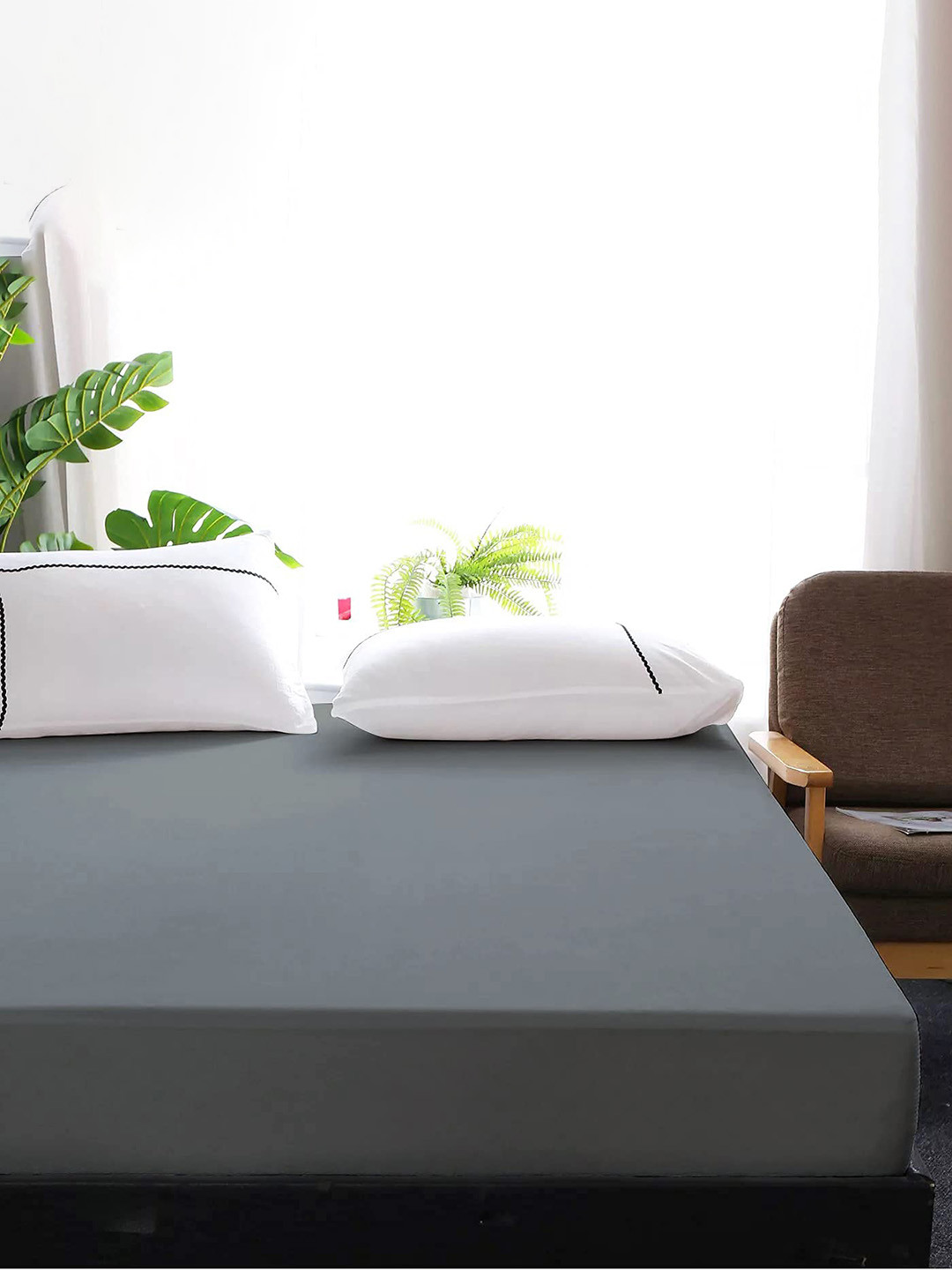 Adbeni HOME Terry Cortridge Grey 200 GSM Water-Resistant Mattress Protector