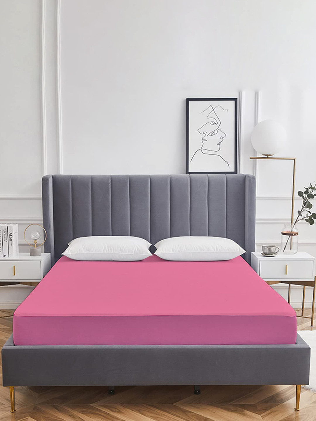 Adbeni Pink 200 GSM Waterproof Queen Size Mattress Protector