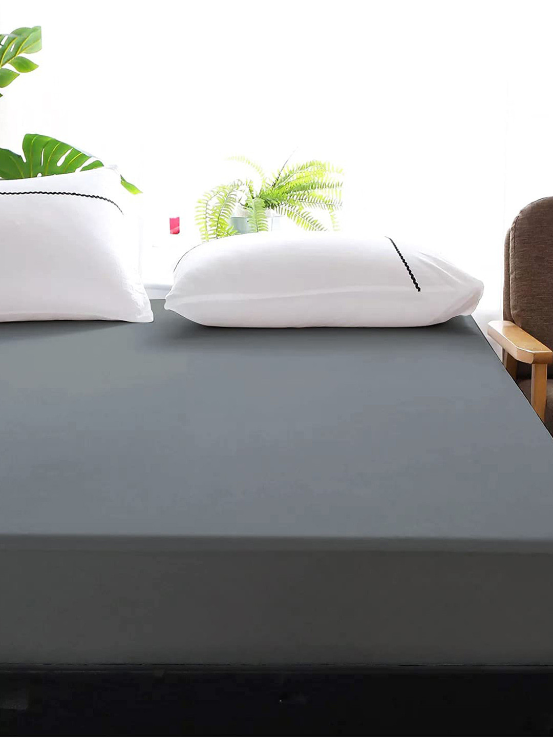 Adbeni Home Grey 200 GSM Terry Cortridge Cotton Single Size Mattress Protector