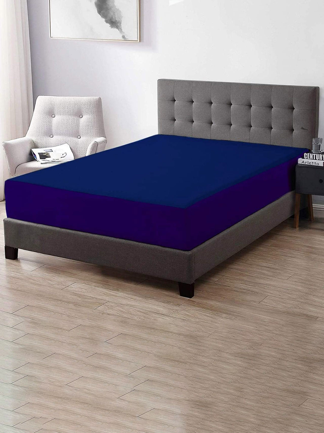 Adbeni Home Blue Terry Cortrdige Cotton 200 GSM Waterproof Mattress Protector