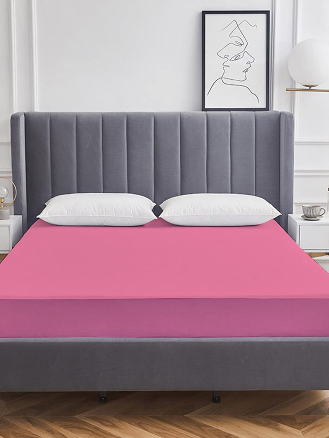 Adbeni HOME Terry Cortridge Pink 200 GSM Waterproof Mattress Protector