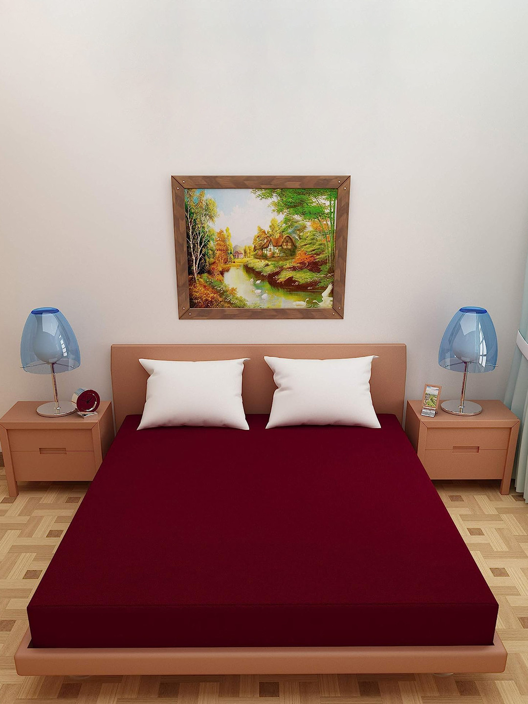 Adbeni Home Maroon 200 GSM Waterpoof Terry Cortridge Cotton King Size Mattress Protector
