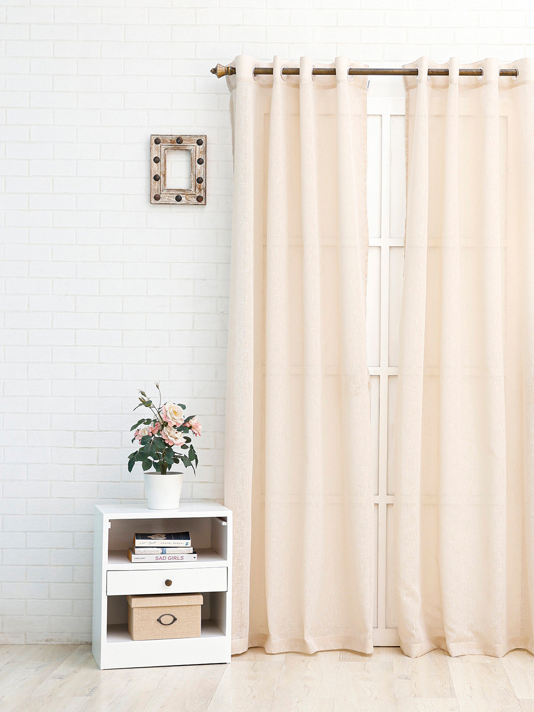 Ariana Beige Linen Sheer Door Curtain