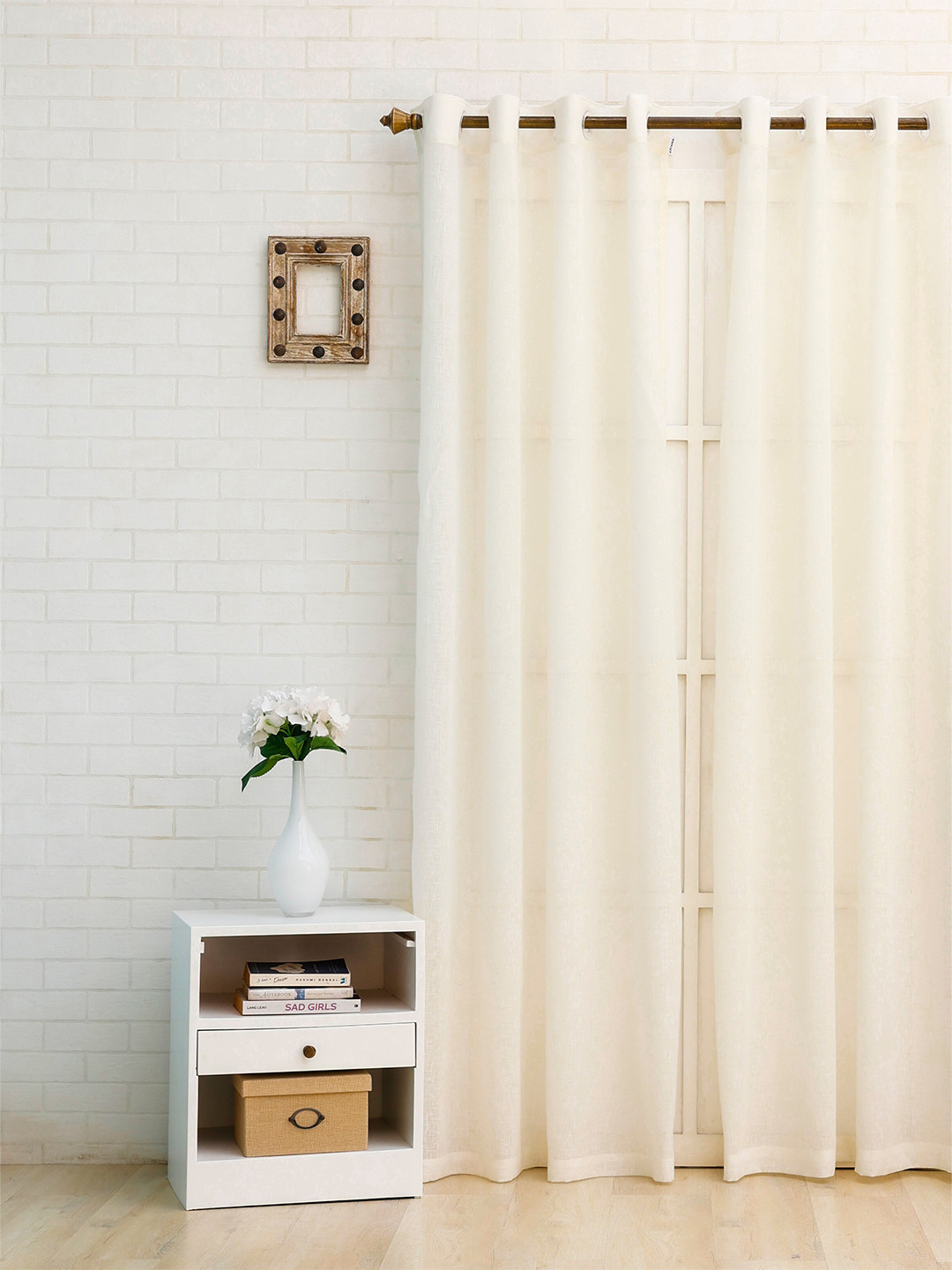 Ariana Cream-Coloured Linen Sheer Door Curtain