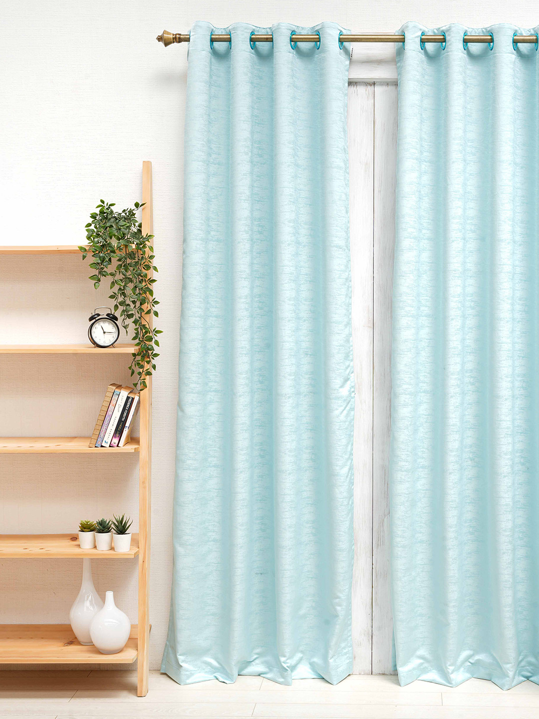 Ariana Blue Self Design Black Out Long Door Curtain
