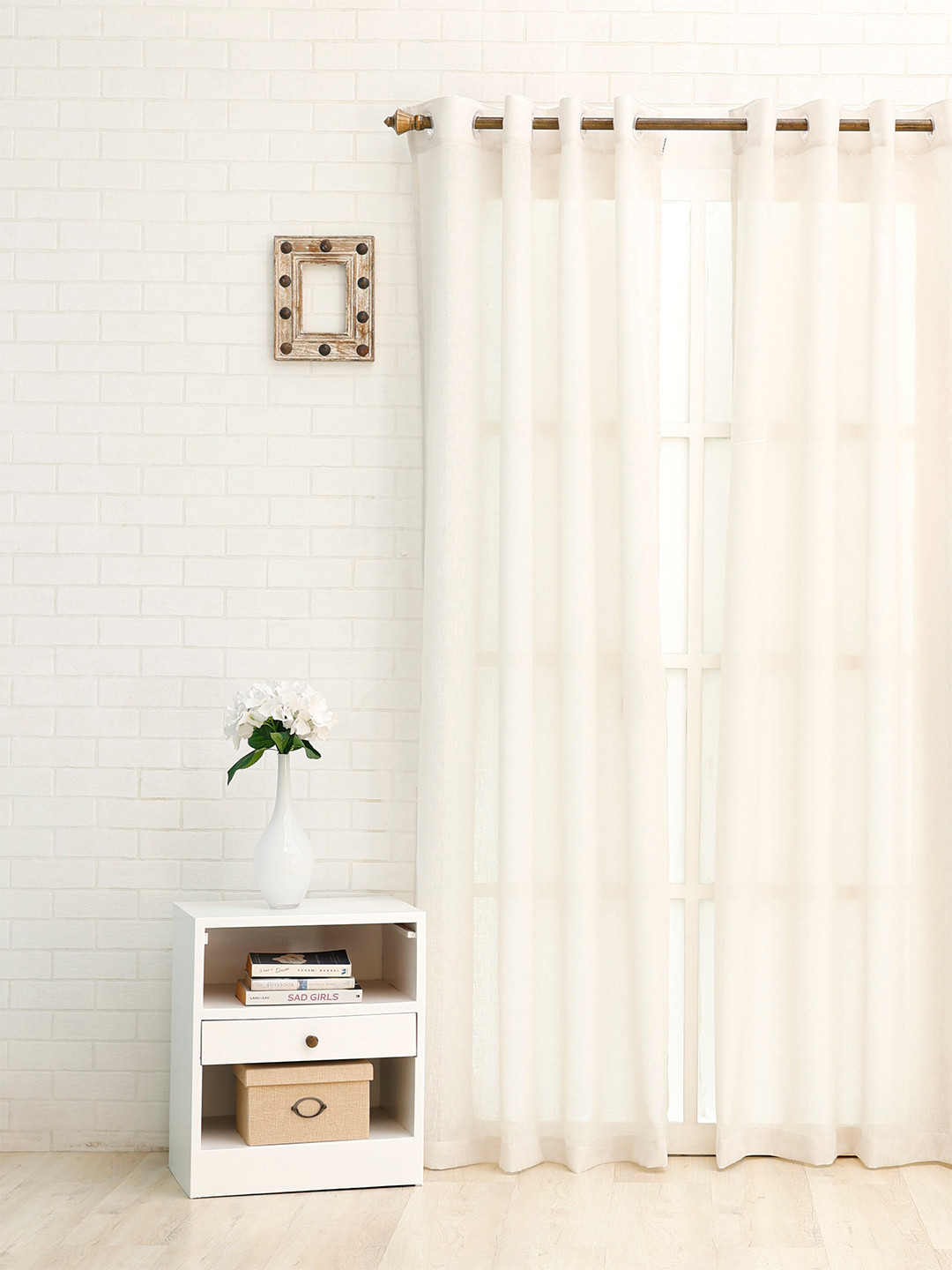 Ariana Silver-Toned Sheer Door Curtain