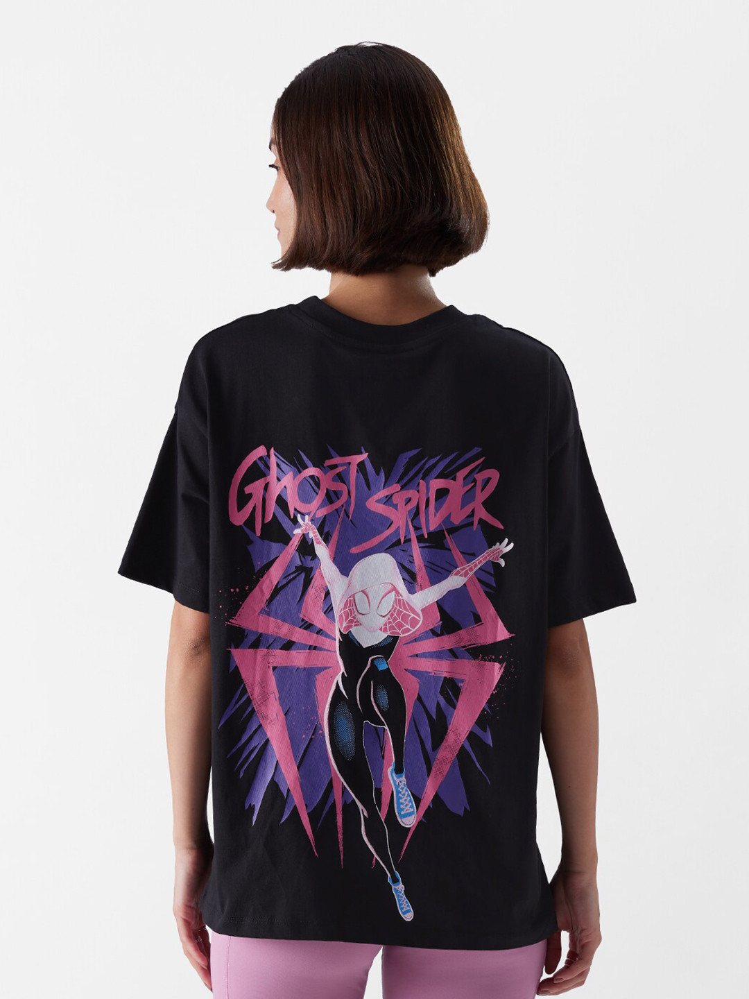 The Souled Store Spider-Man Printed Pure Cotton Oversized T-shirt