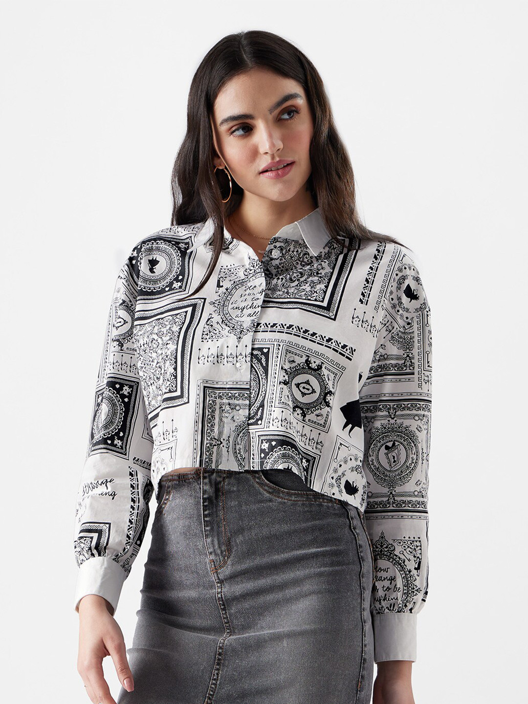 The Souled Store Relaxed Disney Alice In Wonderland Printed Pure Cotton Casual Shirt