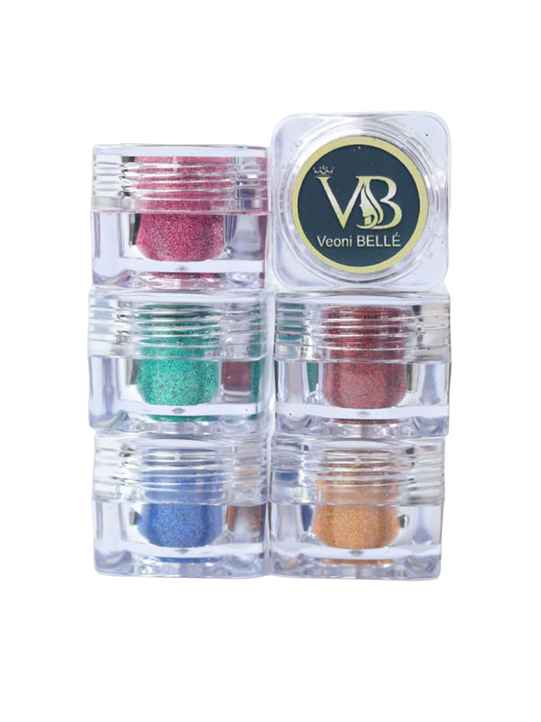 Veoni BELLE Set of 6 Power Shimmer Illuminator Eyeshadow Glitter - Dark Shade