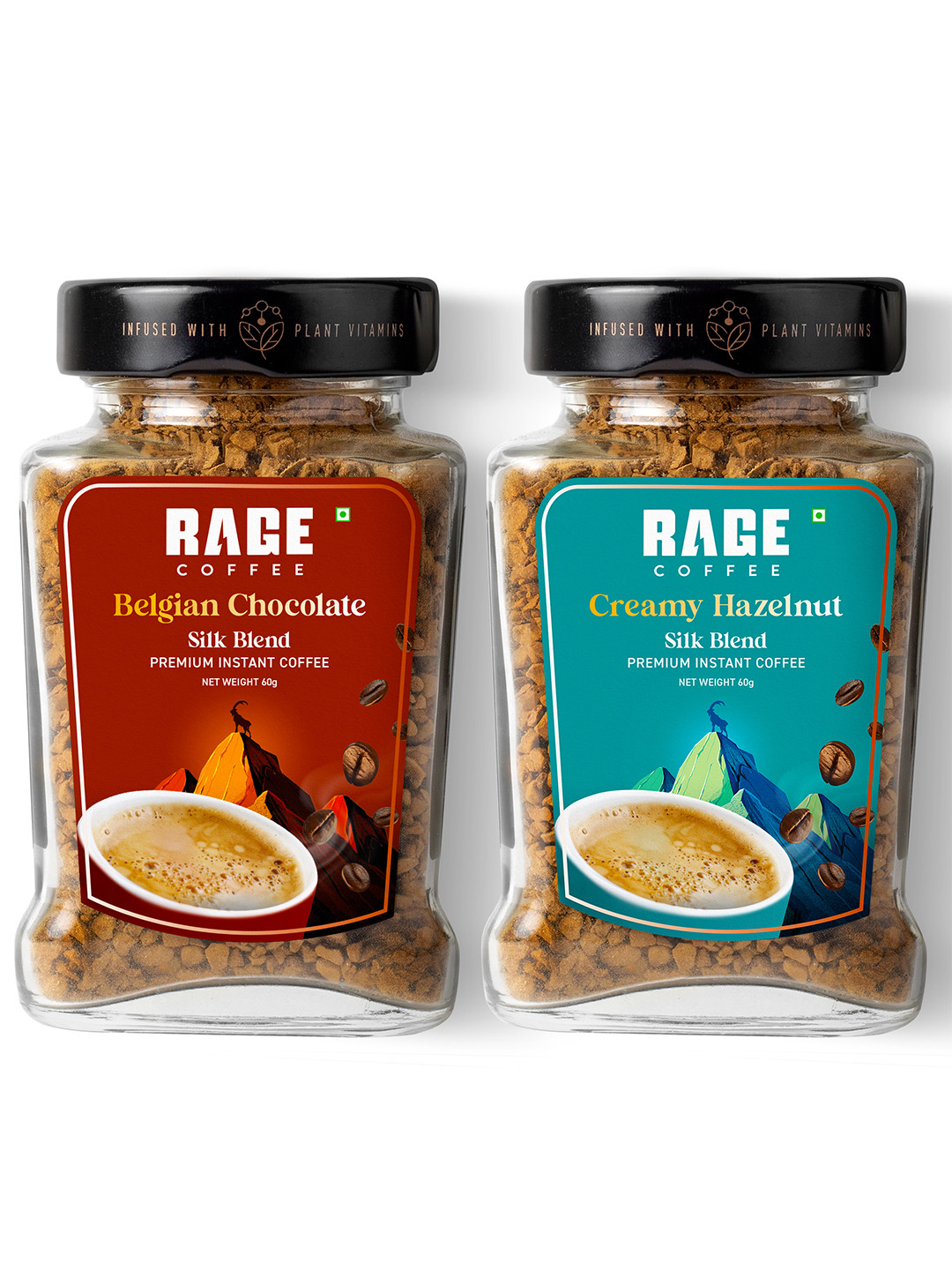 Rage Coffee Set Of 2 Silk Blend - Belgian Chocolate & Creamy Hazelnut - 60 gms each