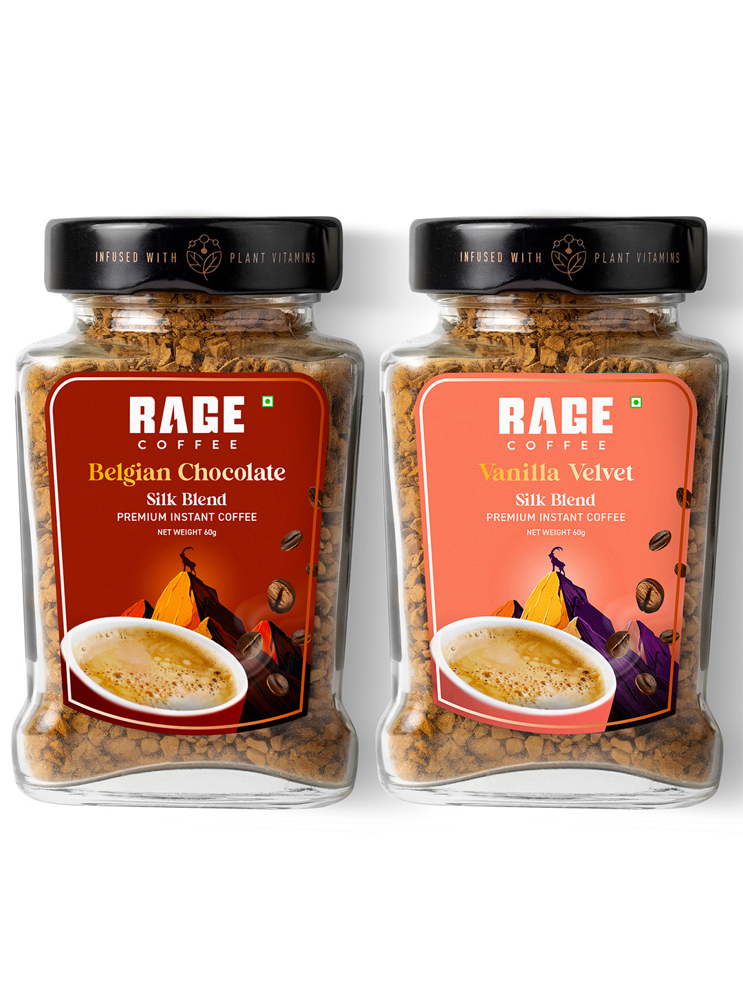 Rage Coffee Set Of 2 Silk Blend - Belgian Chocolate & Vanilla Velvet - 60 gms each