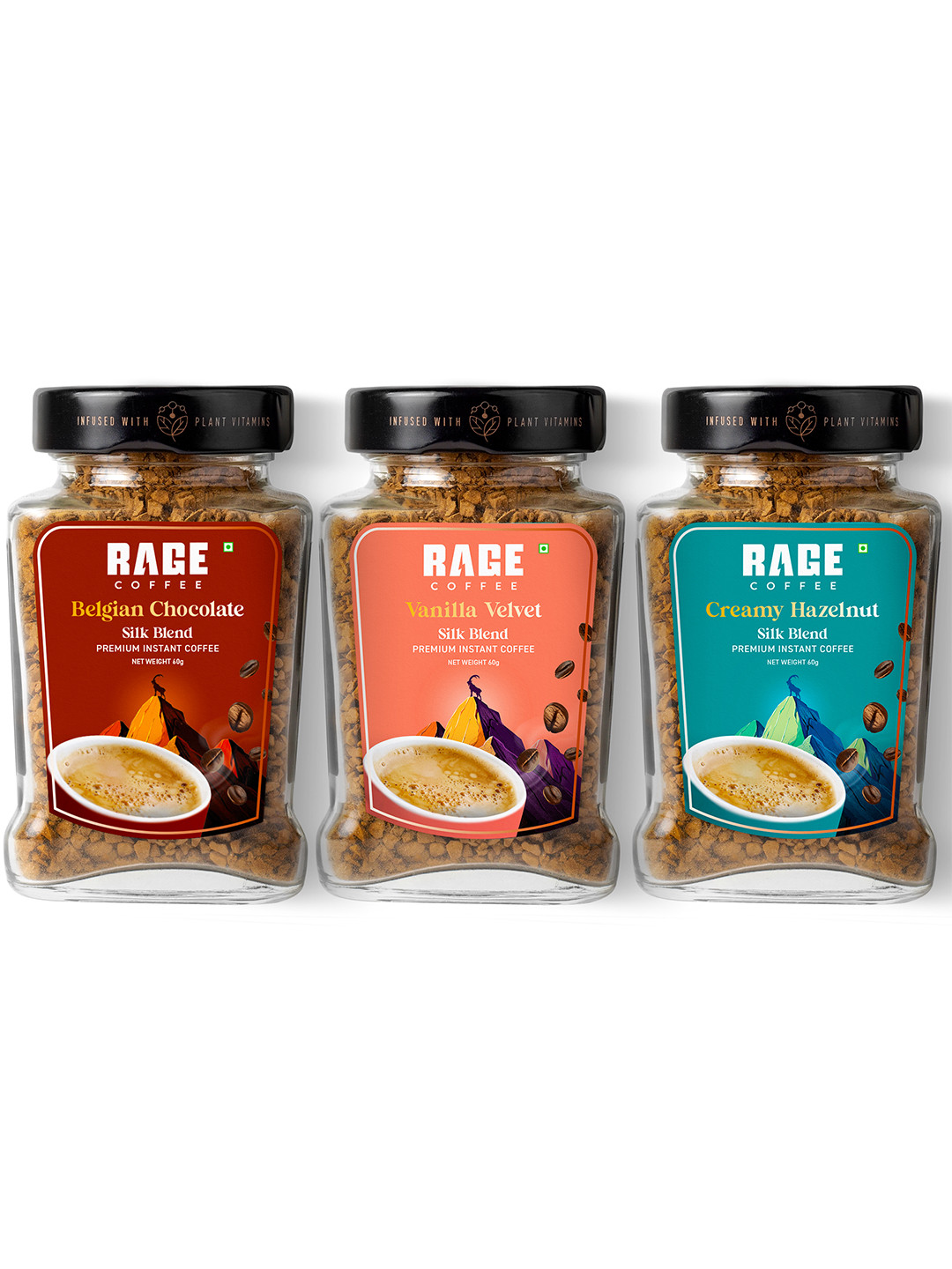 Rage Coffee Set Of 3 Silk Blend Instant Coffees-60 gms Each