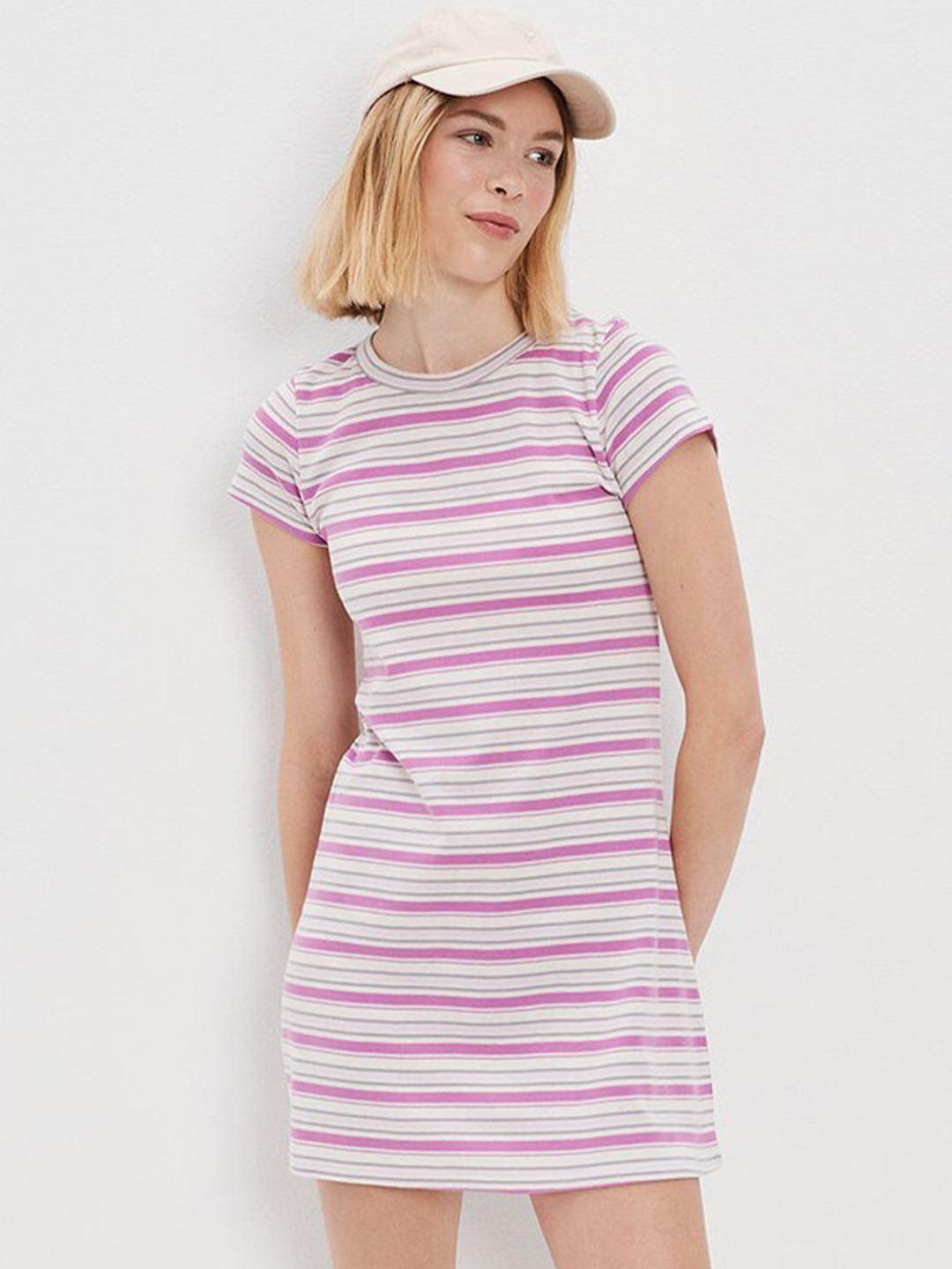 AMERICAN EAGLE OUTFITTERS Striped Mini T-Shirt Dress