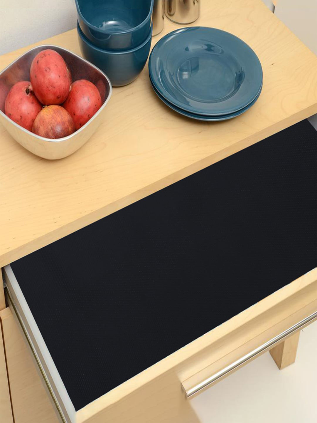 Kuber Industries Black 2 Pieces Textured EVA BPA Free Shelf Liner