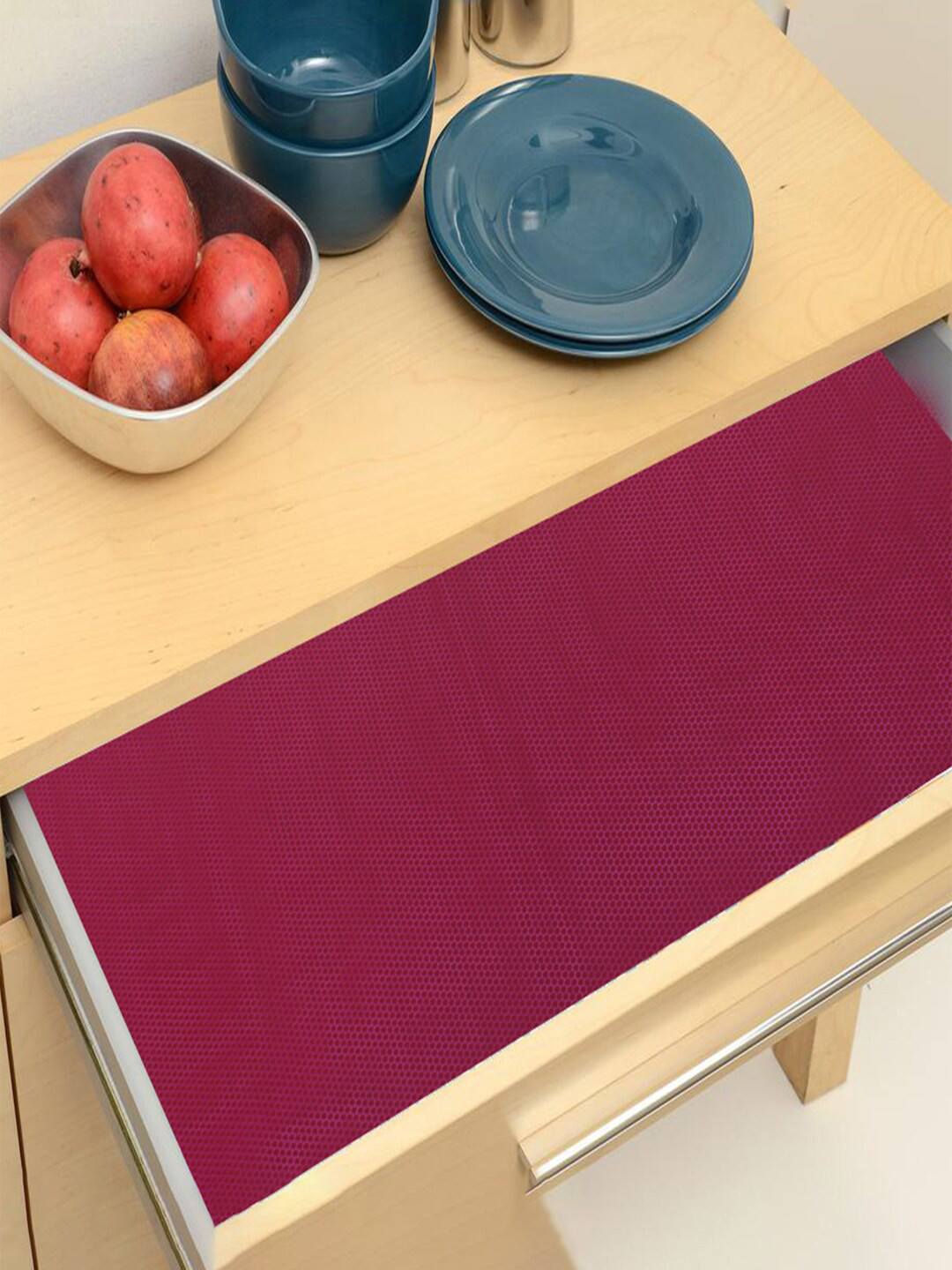 Kuber Industries Maroon Self-Design Shelf Liner
