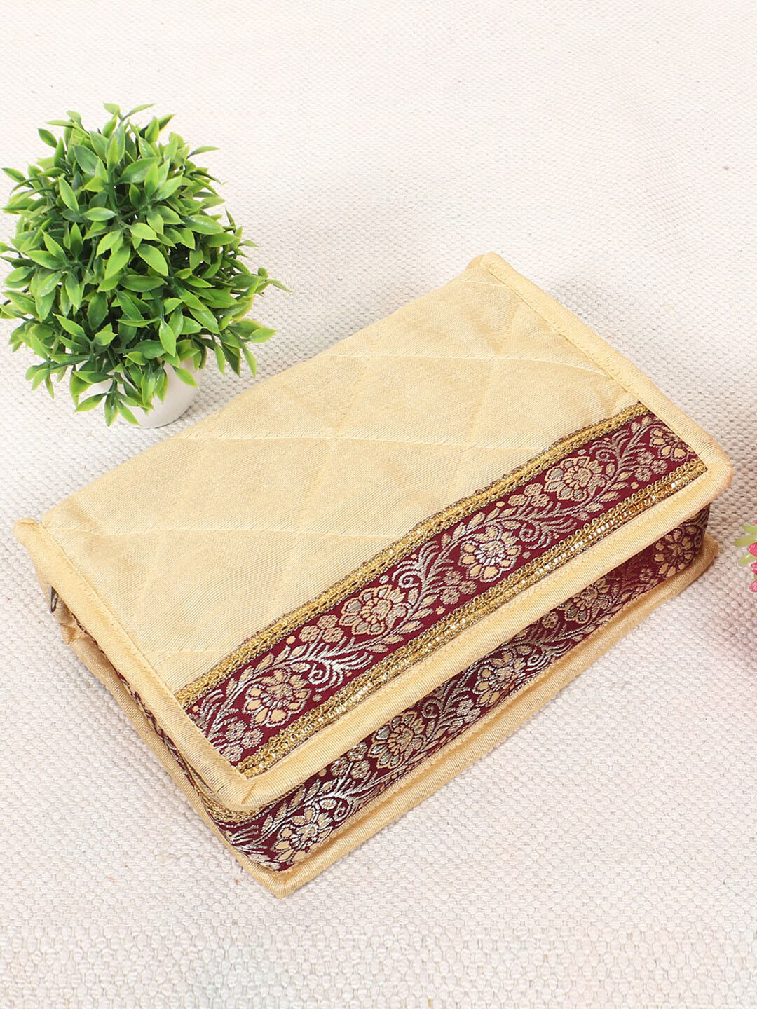 Kuber Industries Cream 2 Pieces Jewellery Pouch Organisers