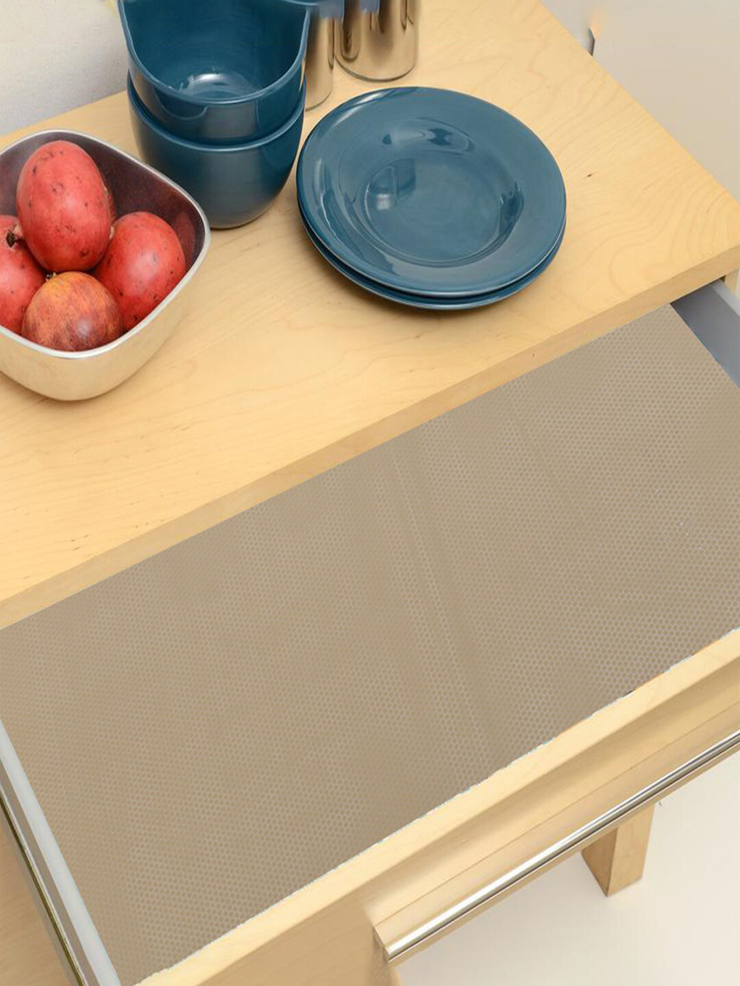 Kuber Industries Beige 2 Pieces Textured EVA BPA Free Shelf Liner