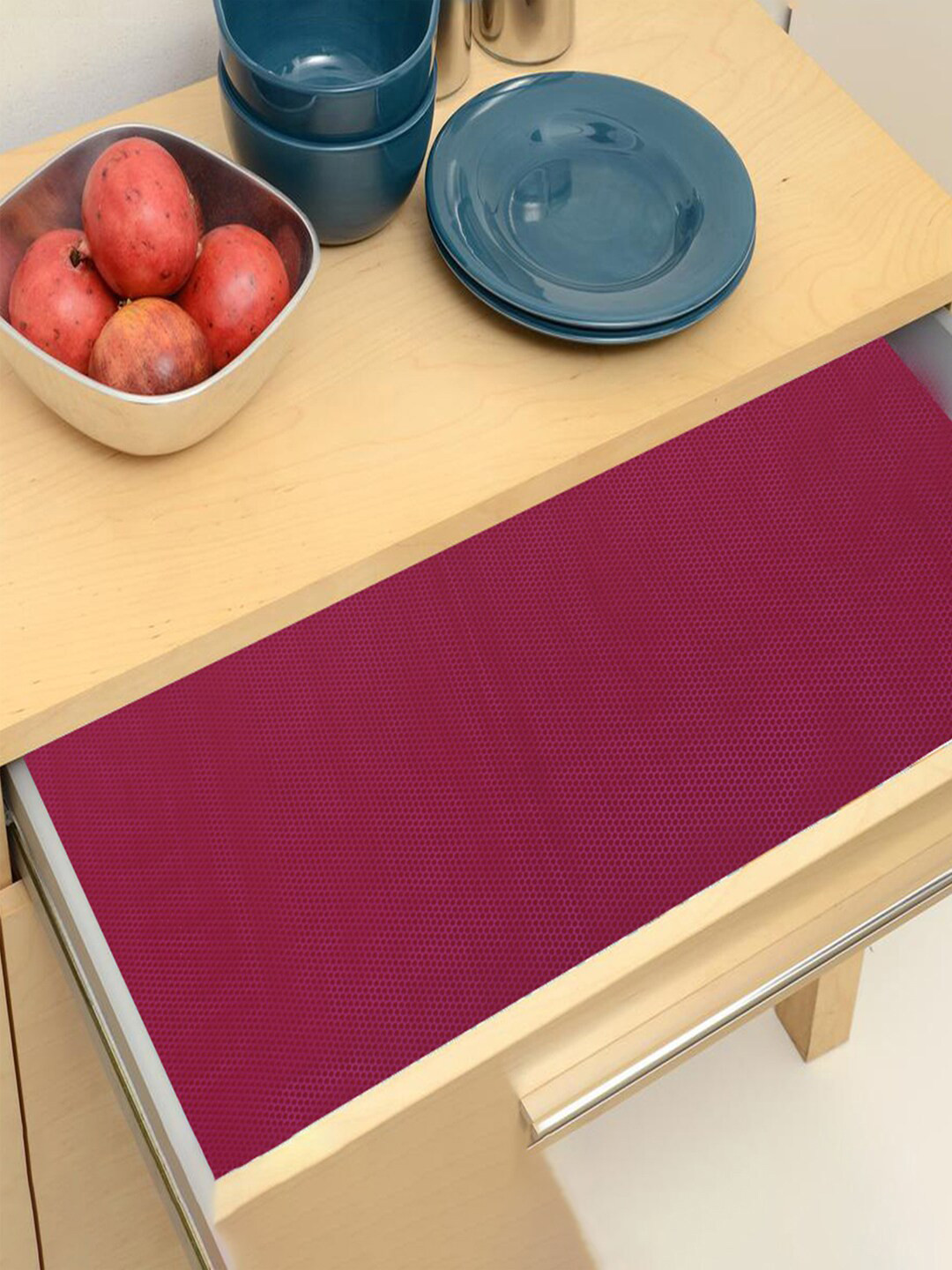 Kuber Industries Maroon Textured EVA BPA Free Shelf Liner