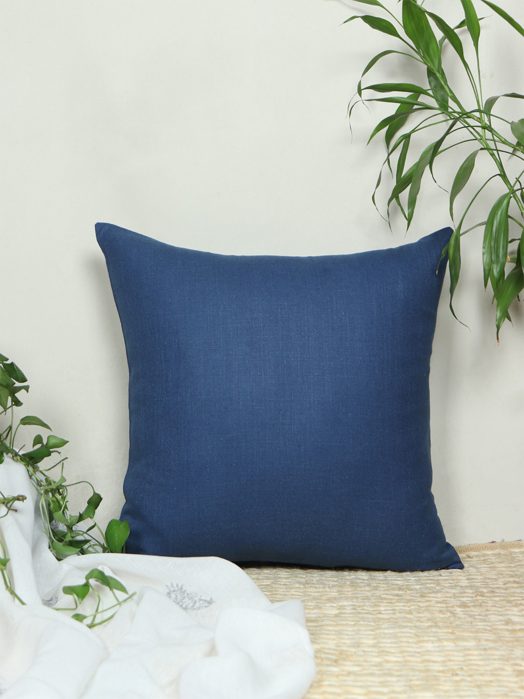 ZEBA Navy Blue Square Cushion Cover