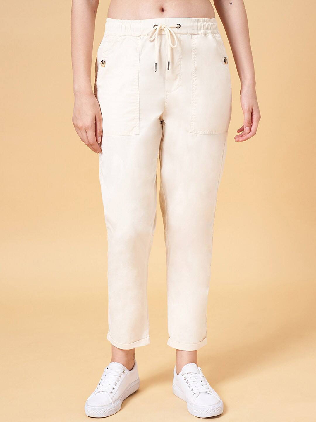 Honey by Pantaloons Women Mid Rise Cotton Trousers