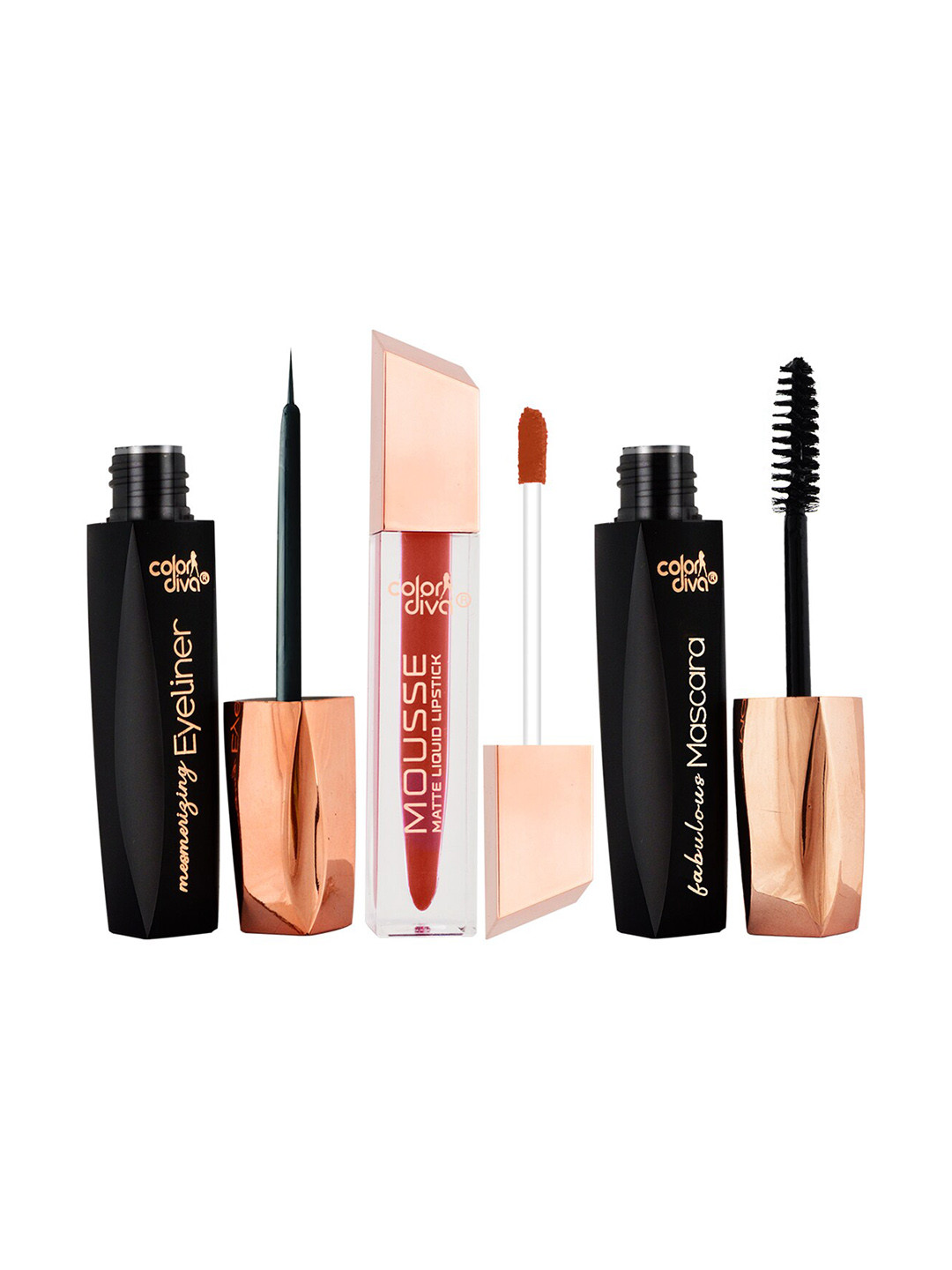 Adbeni Pack of 3 Matte Liquid Lipstick With Eyeliner & Mascara-Chilling Lips126