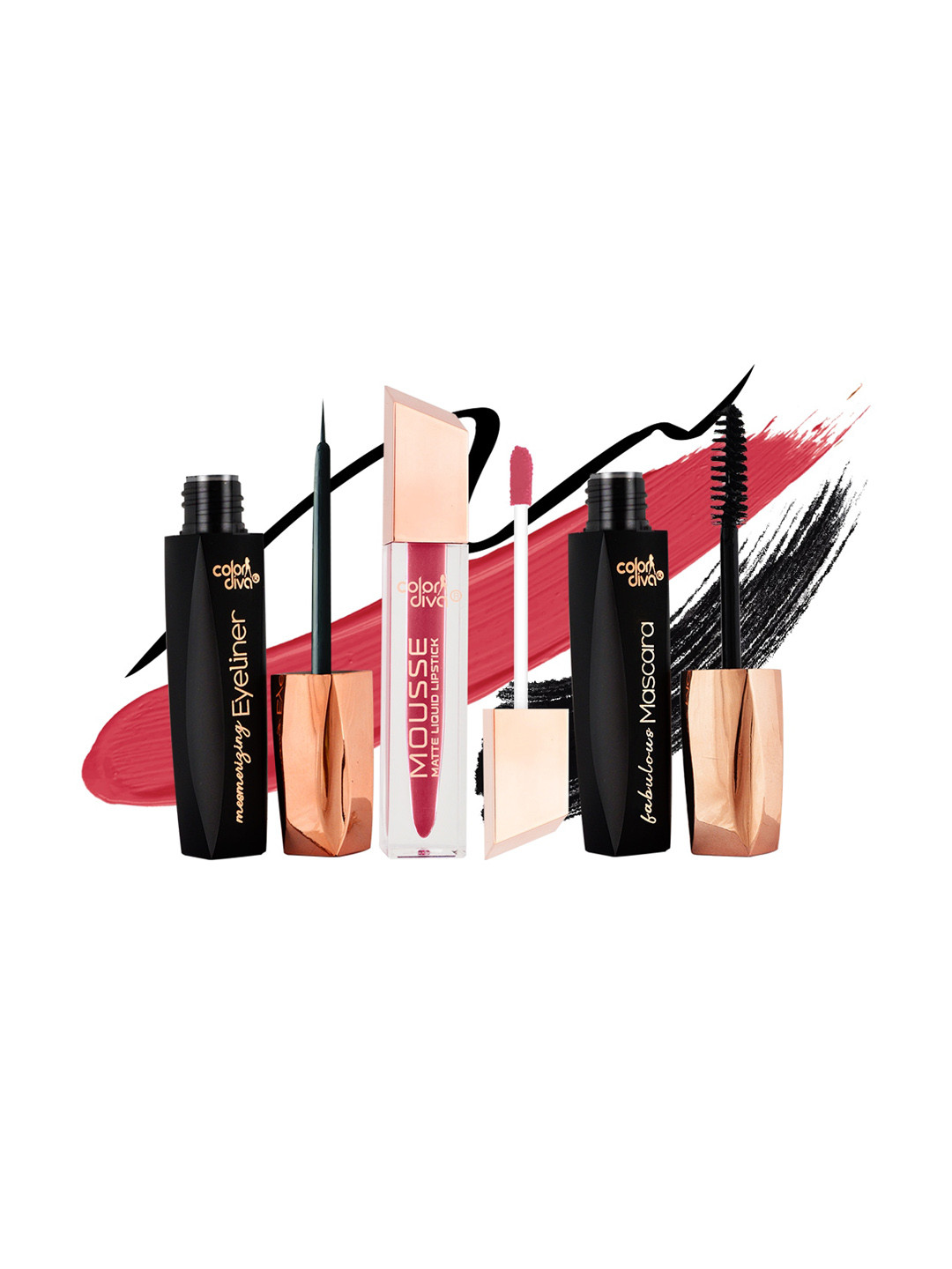 Adbeni Pack of 3 Matte Liquid Lipstick With Eyeliner & Mascara- Smooth Symphony158