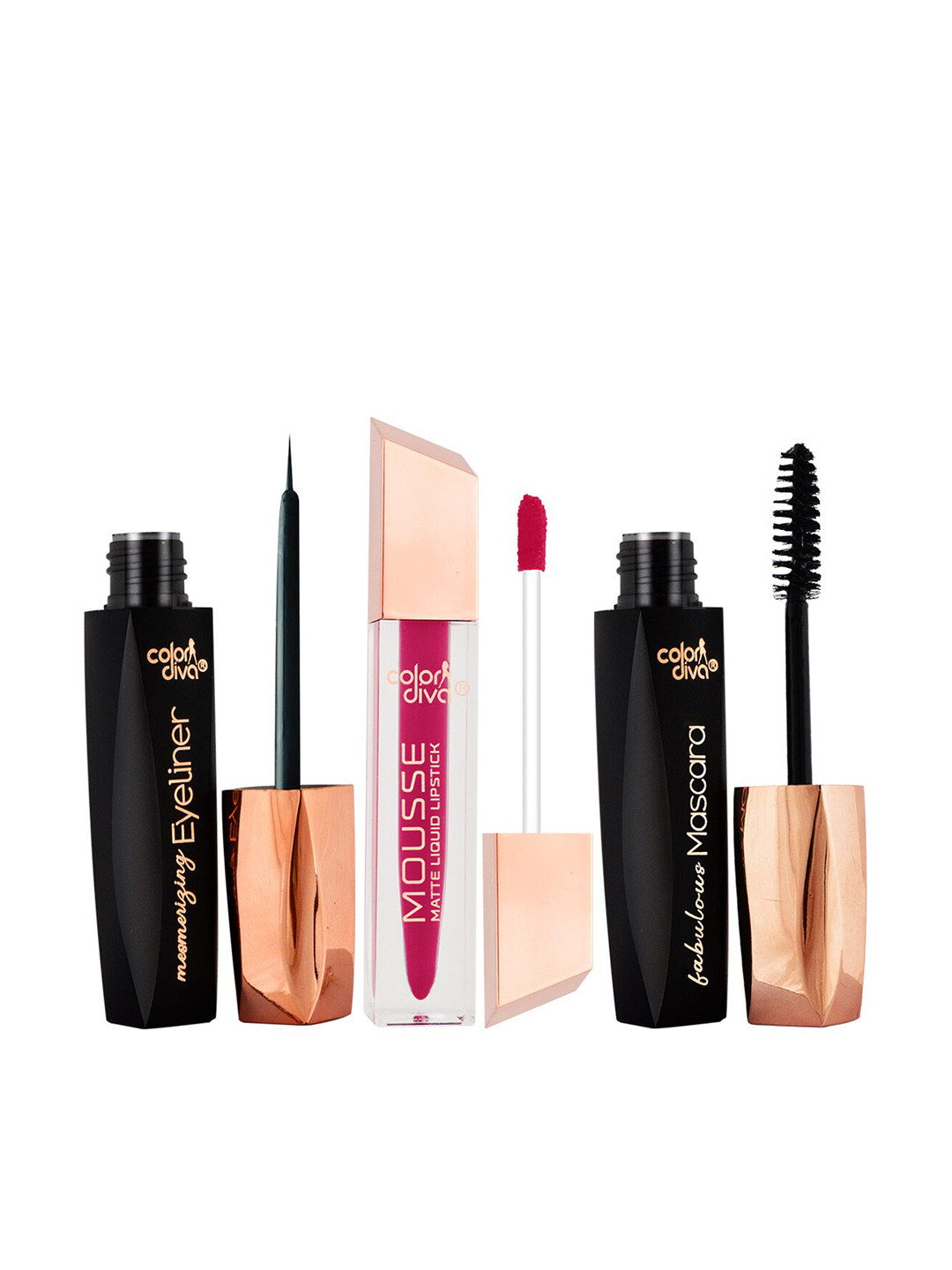 Adbeni Pack of 3 Matte Liquid Lipstick With Eyeliner & Mascara-Barbie 110