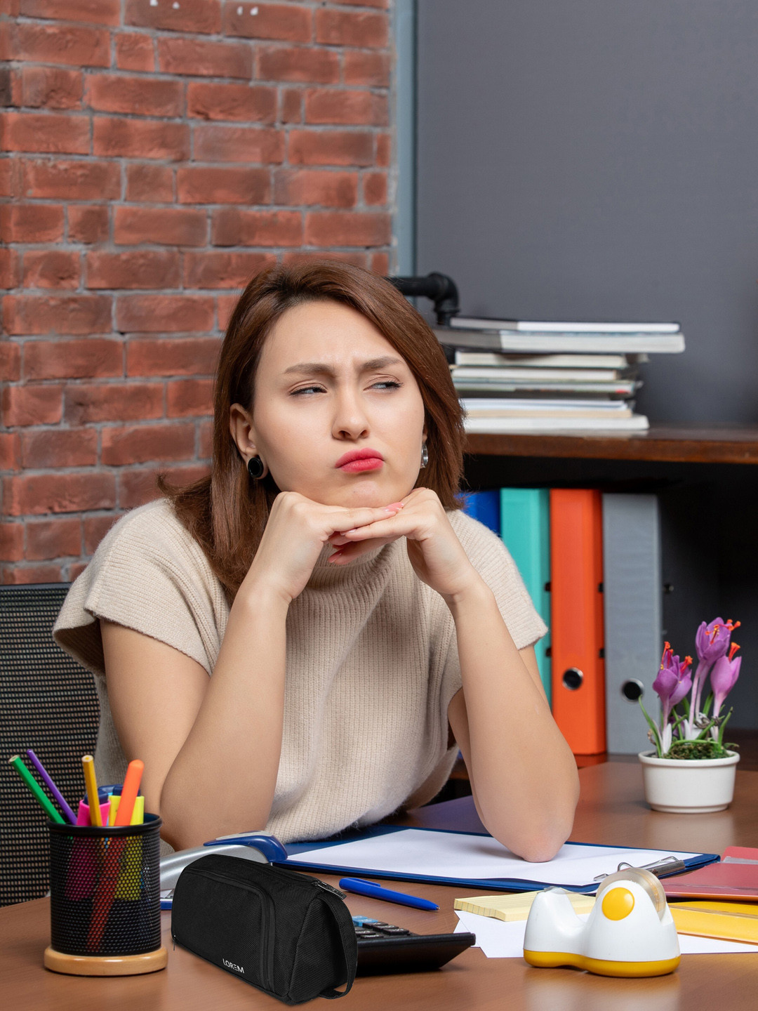 LOREM Durable Stationery & Small Makeup Pouch