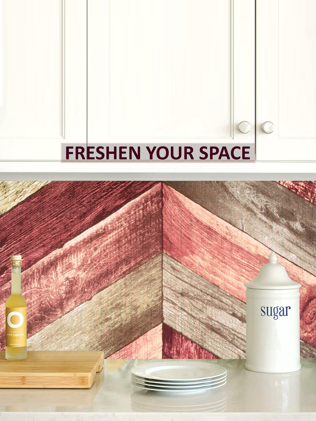 Kuber Industries Pink & Beige Printed Water Resistant Wallpaper