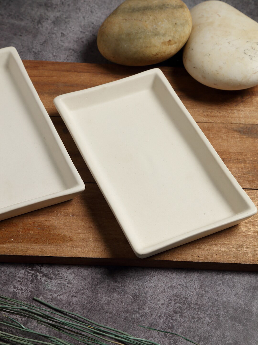 Arrabi Cream 2 Pieces Rectangle Serving Trays