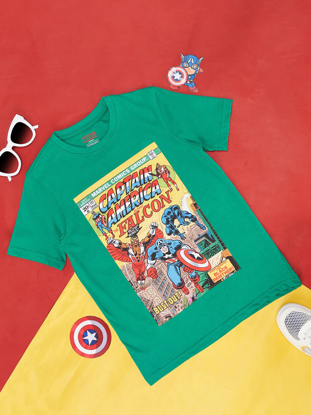 Pantaloons Junior Boys Superhero Marvel Comic Graphic Printed Cotton T-Shirt