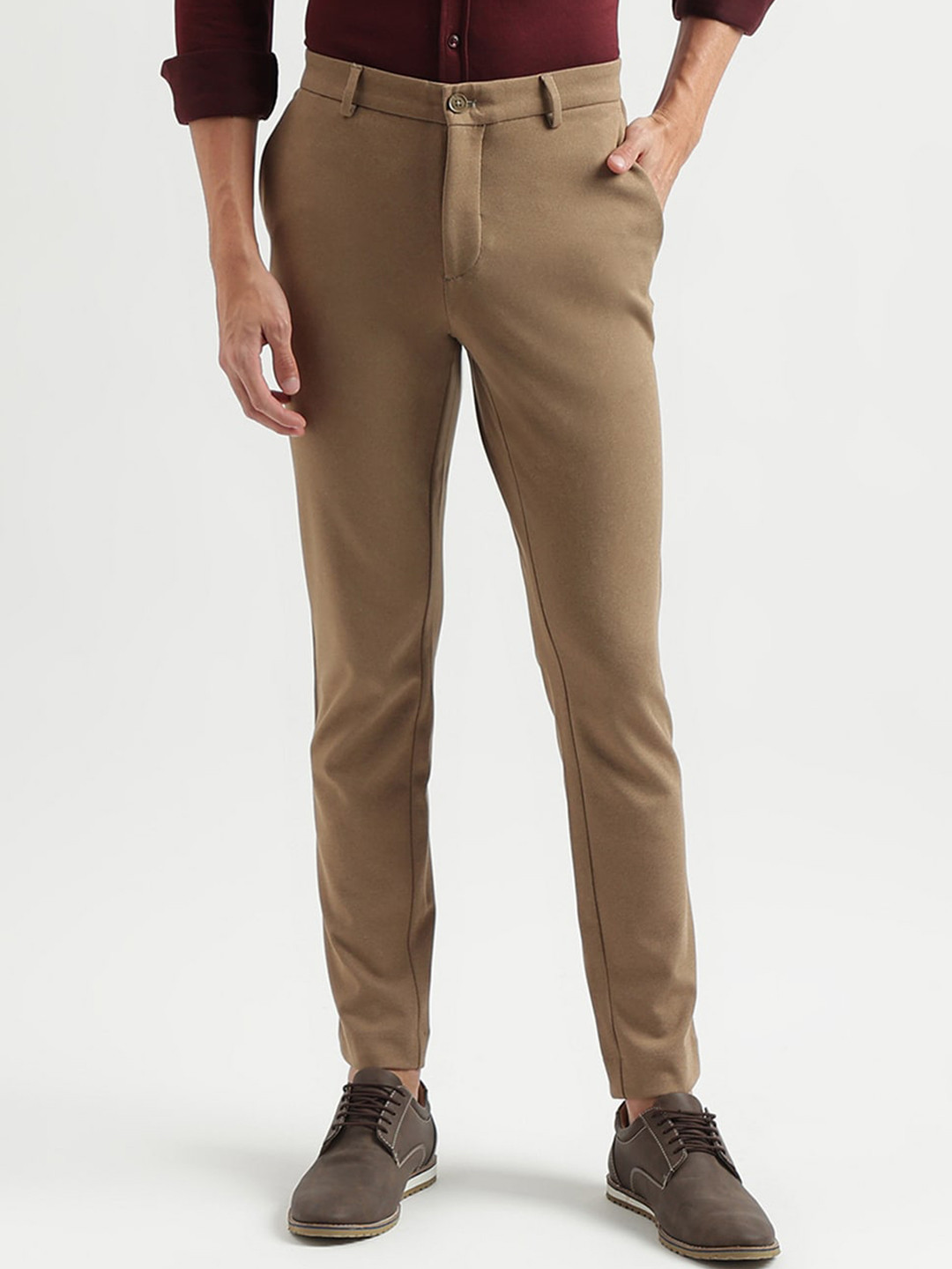 United Colors of Benetton Men Mid-Rise Slim Fit Formal Trousers
