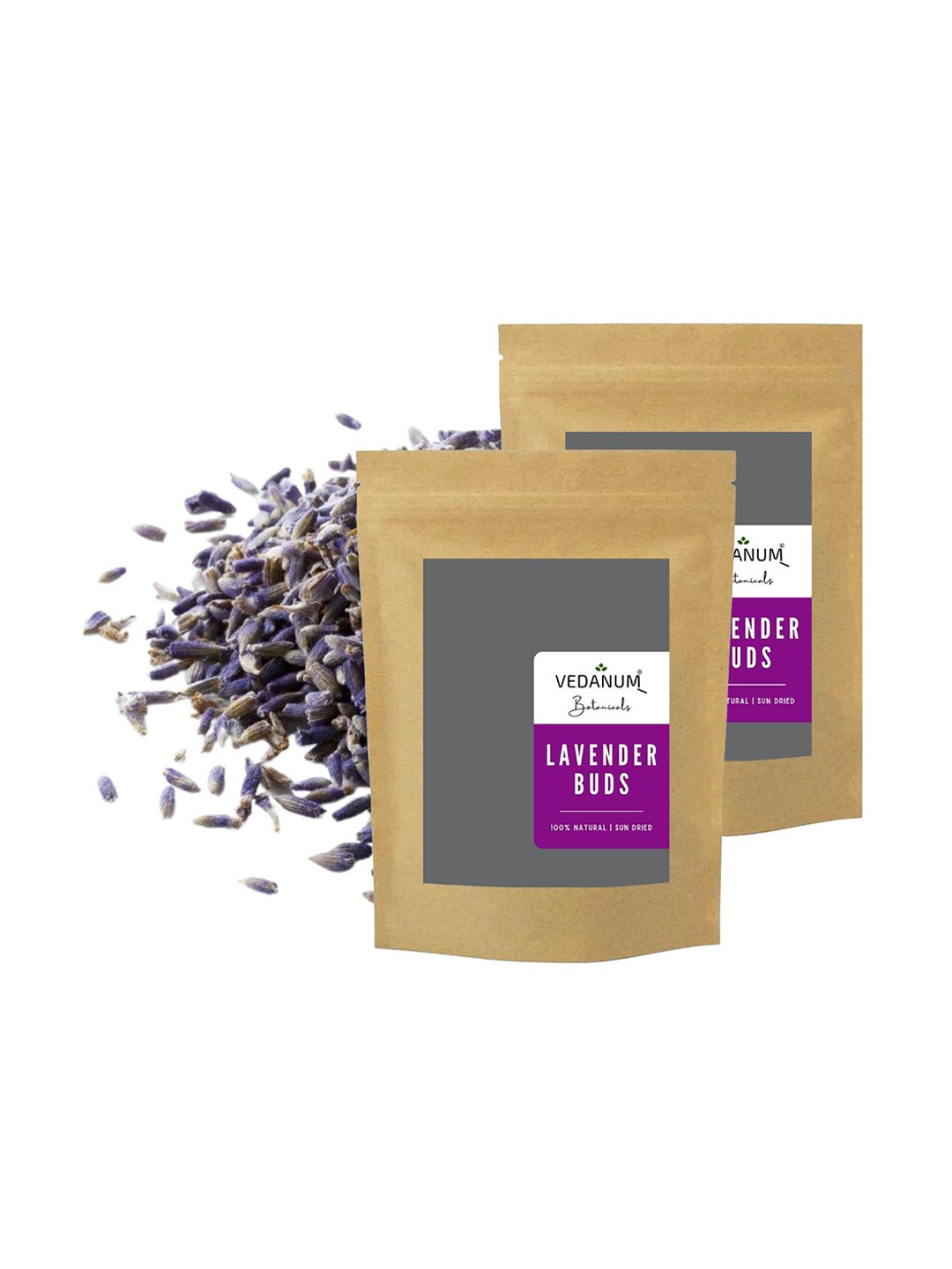 VEDANUM Pack Of 2 Natural Sun-Dried Lavender Buds - 30g Each