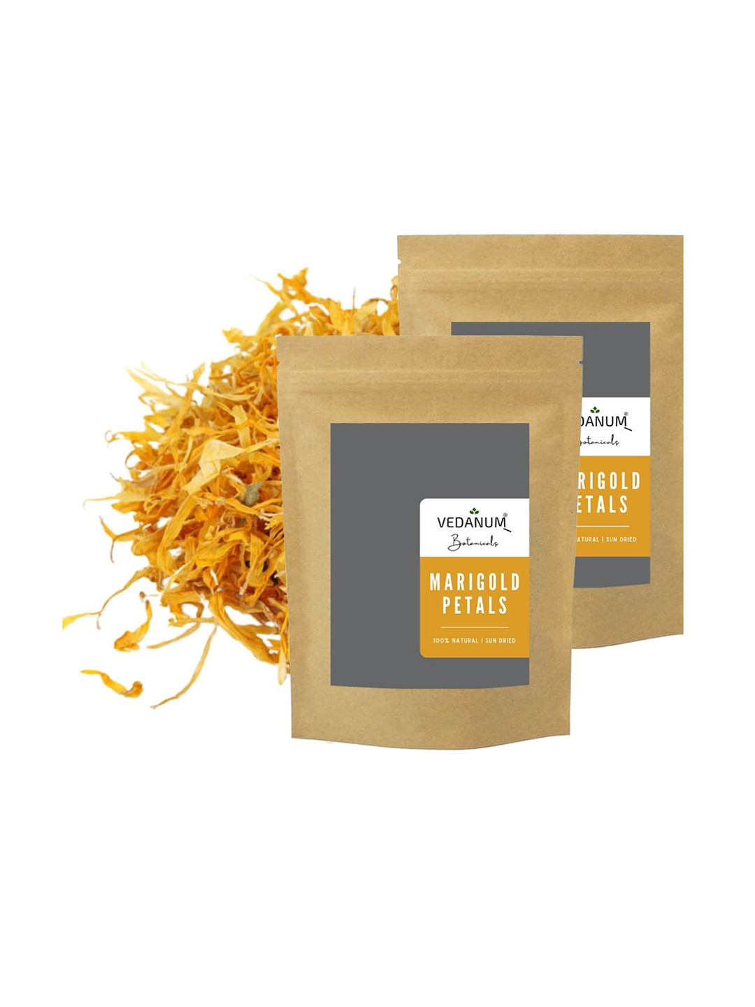 VEDANUM Pack Of 2 Natural Sun-dried Marigold Petals - 50gm Each