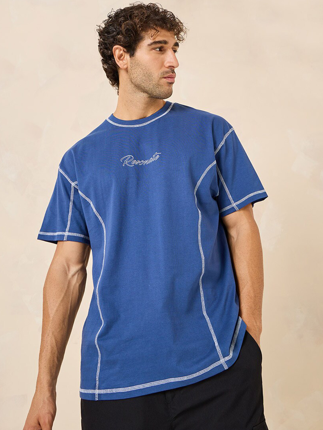 Styli Compact Jersey Flat Lock Detail Oversized T-Shirt