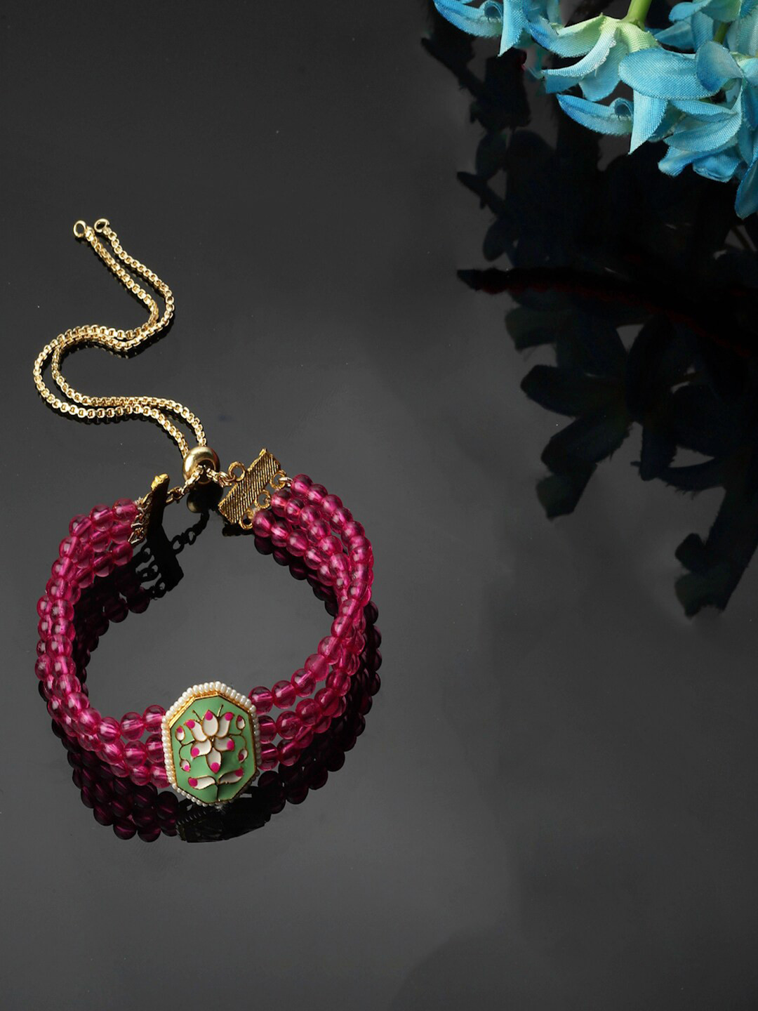 DUGRISTYLE Pearls Gold-Plated Multistrand Bracelet