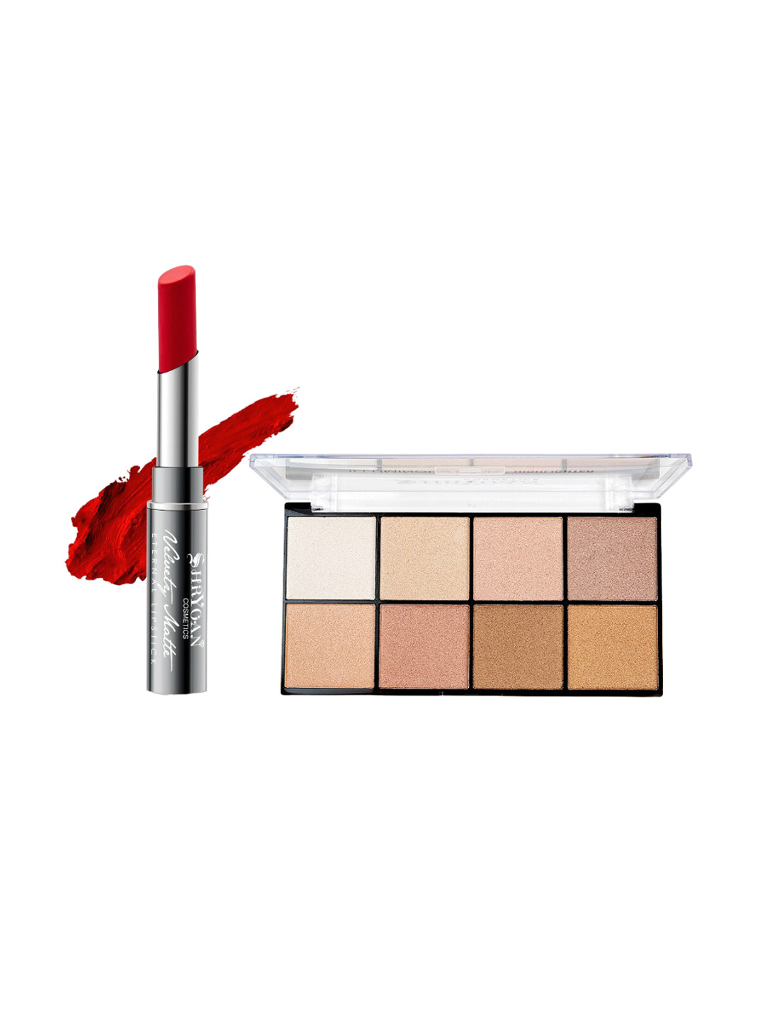 SHRYOAN Set Of 2 Velvete Matte Lipstick With Highlighter Palette