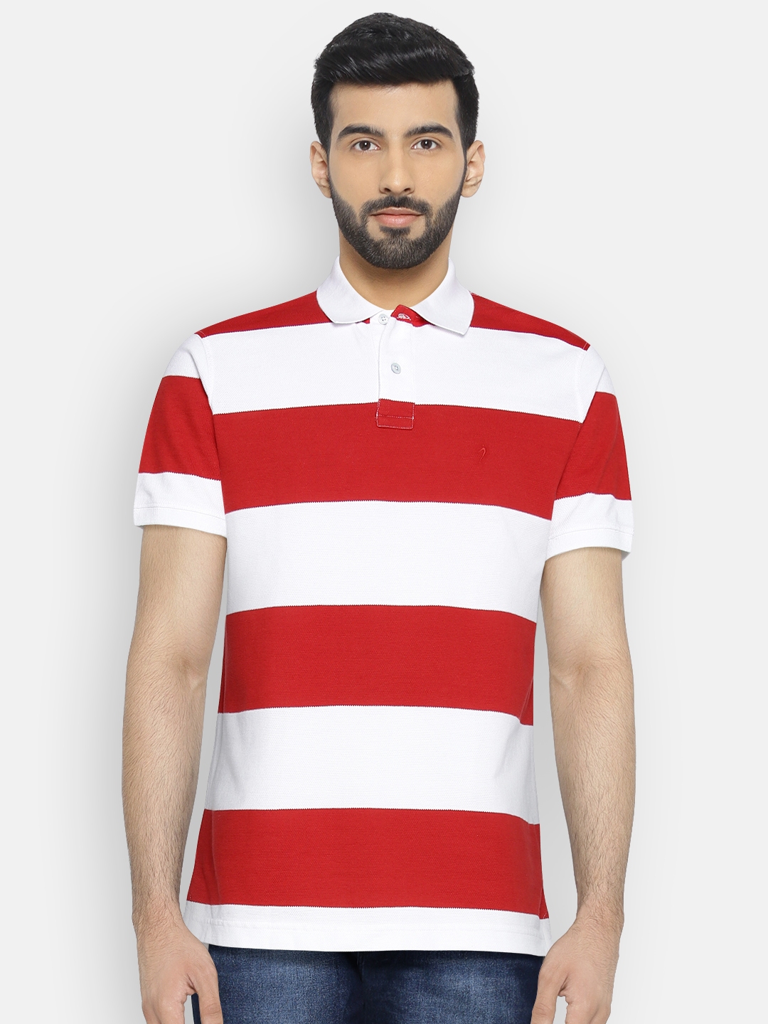 white polo with red stripes