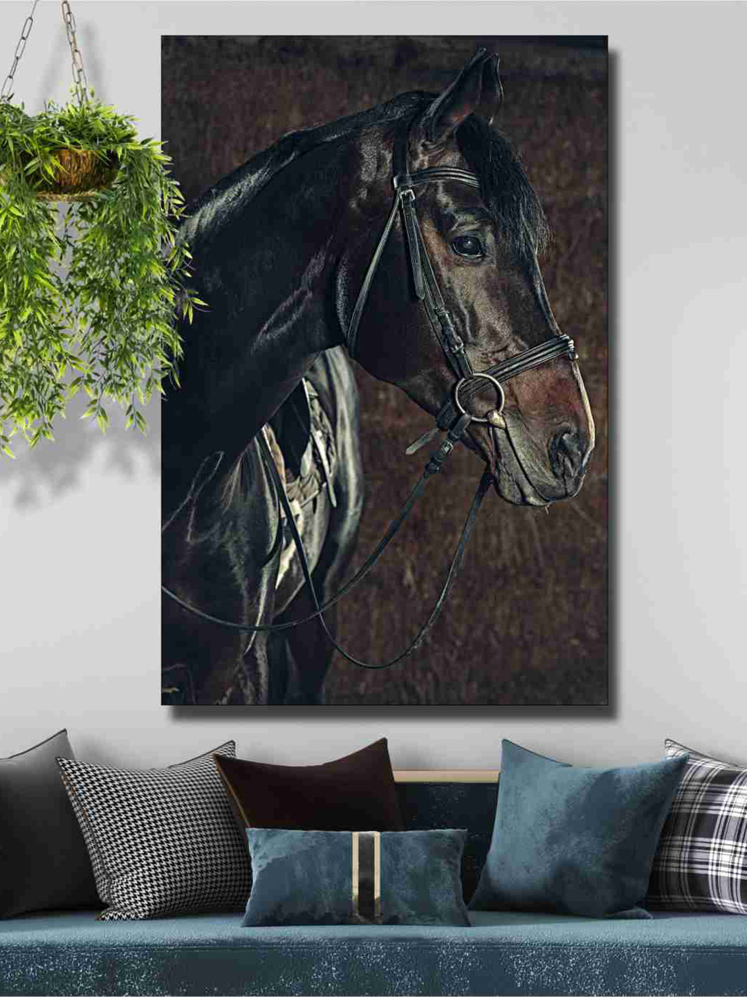 SAF Black Horse Canvas Wall Rectangle Paintings Wall Art - 36 x 24In