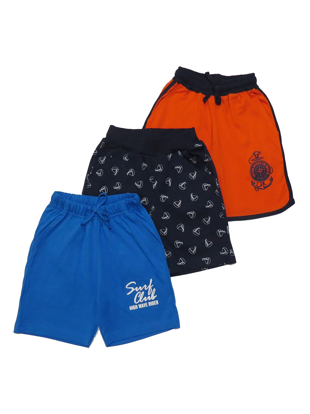 Clothe Funn Boys Pack Of 3 Graphic Printed Cotton Shorts