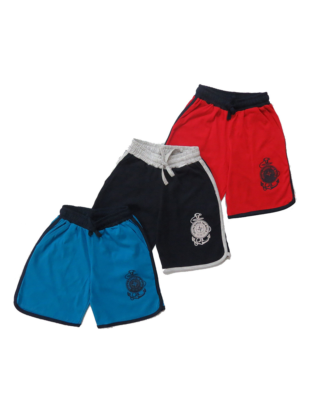 Clothe Funn Boys Pack Of 3 Graphic Printed Cotton Shorts