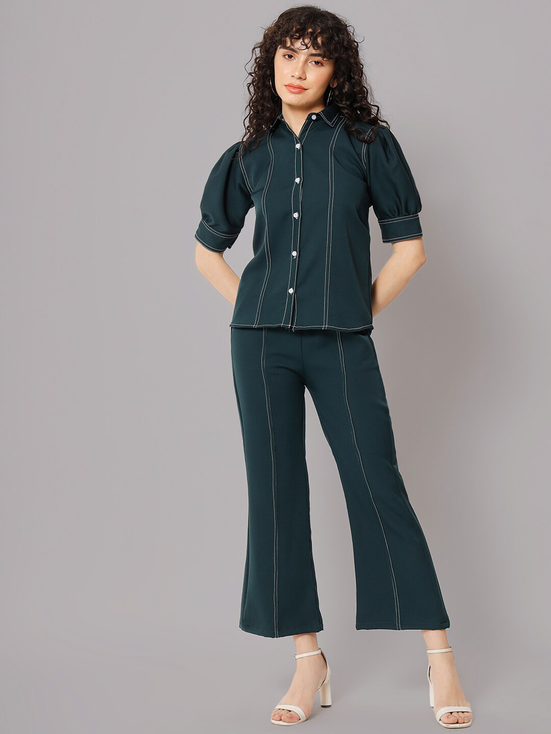 BCZ Style Puffed Sleeves Shirt With Bell Bottom Trouser