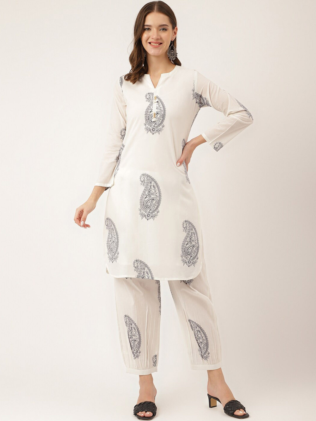Divena Paisley Printed Pure Cotton Kurta with Salwar
