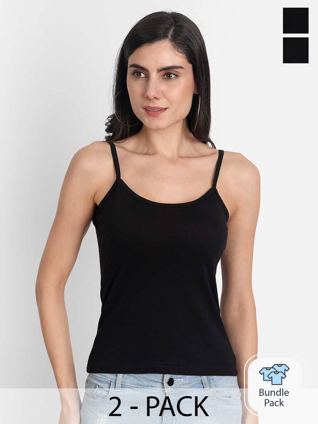 Aimly Pack of 2 Spaghetti Shoulder Straps Cotton Camisole