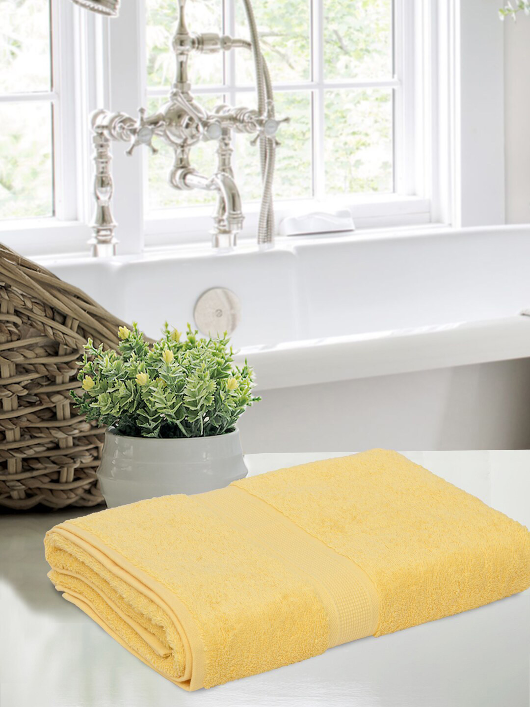 Home Fresh Santa Yellow 500 GSM Pure Cotton Bath Towels