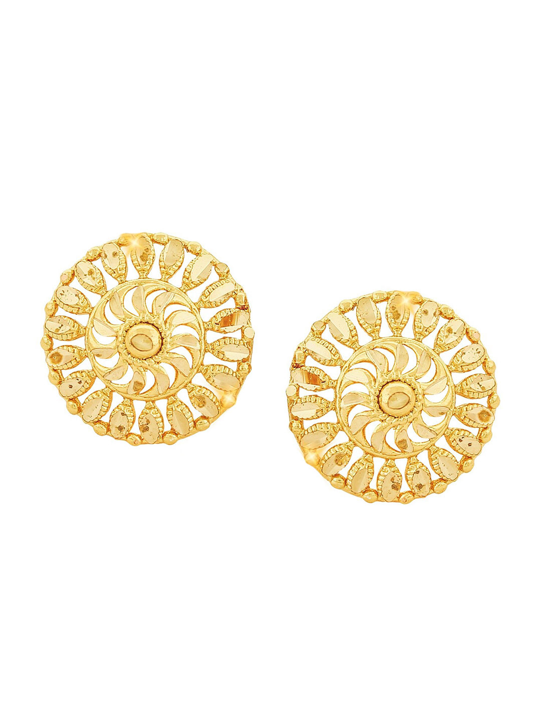 Vighnaharta Set Of 4 Circular Gold-Plated Studs Earrings