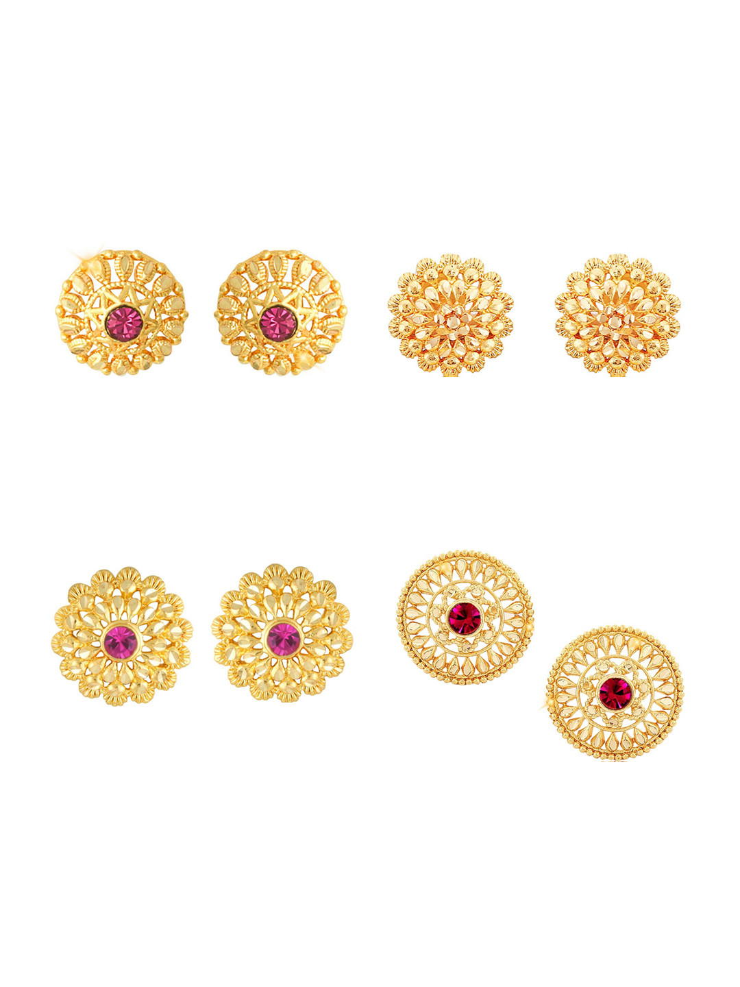 Vighnaharta Pack Of 4 Gold-Plated Studs Earrings