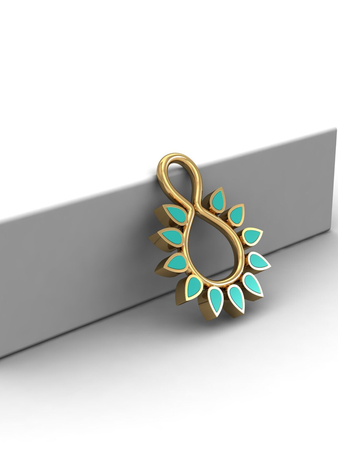 KUBERBOX Enamelled Flower Charm 18KT Gold Pendant-0.95gm
